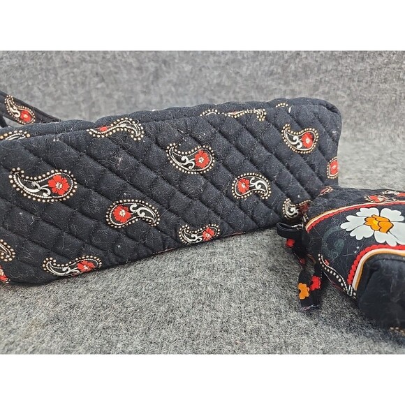 Stephanie Dawn Floral Paisley Purse Quilted Red Black Cotton Bag w Wallet - Picture 10 of 10